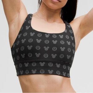 NWT Disney X Lululemon Energy Bra Long Line Disney Classic Black Print size 6